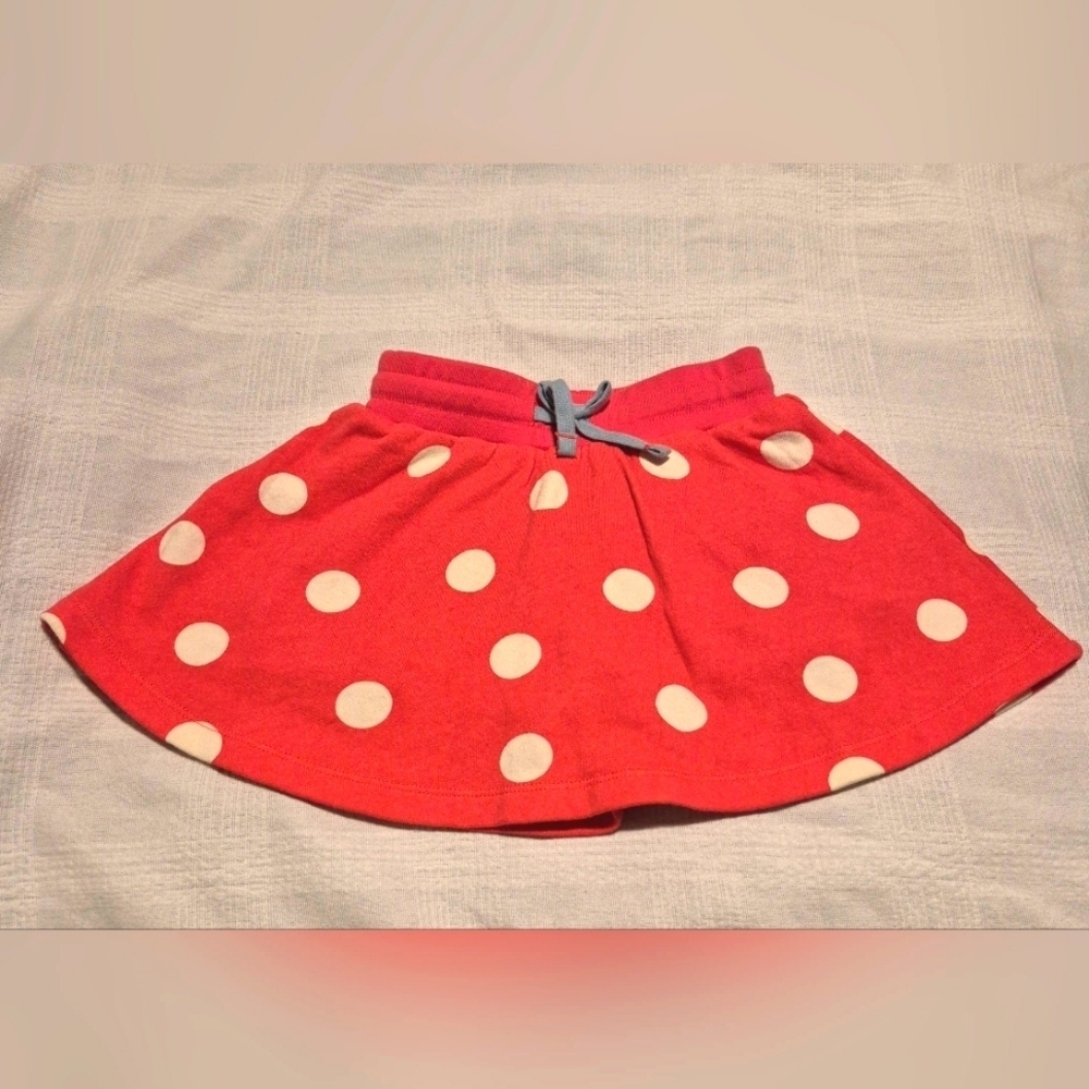 Mini Boden girls size 3-4 years coral & white polka dots skirt & modesty shorts